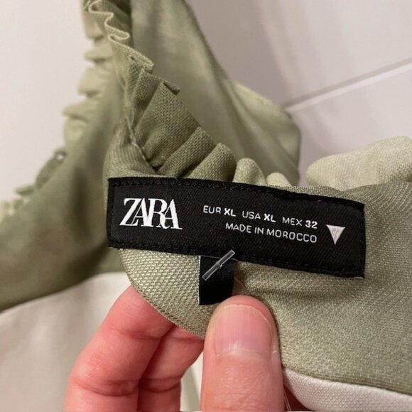 NWT Zara Mesh Overlay Green Ombre Ruched Sleeveless Ruffle Mini Dress Size XL - Picture 12 of 16